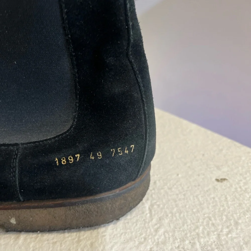 COMMON PROJECTS Men's Black Suede Chelsea Boots‎ Rubber Sole Size 16 Euro 49